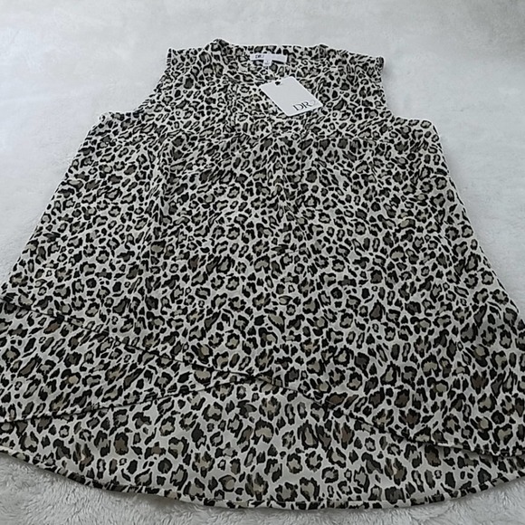 New With Tags! DR2 by Daniel Rainn Small Leopard Flowy Blouse - Picture 4 of 7
